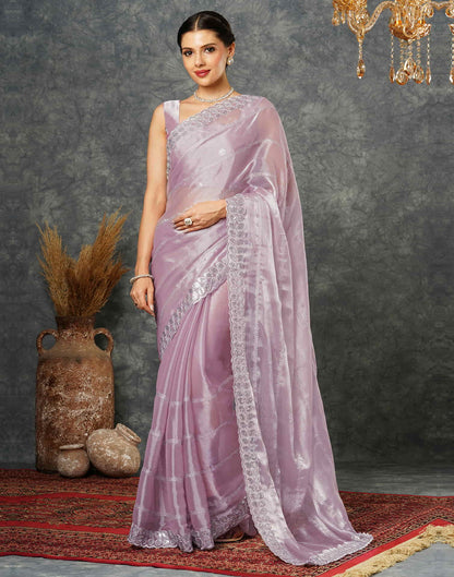 Light Pink Silk Embroidery Embroidery Saree