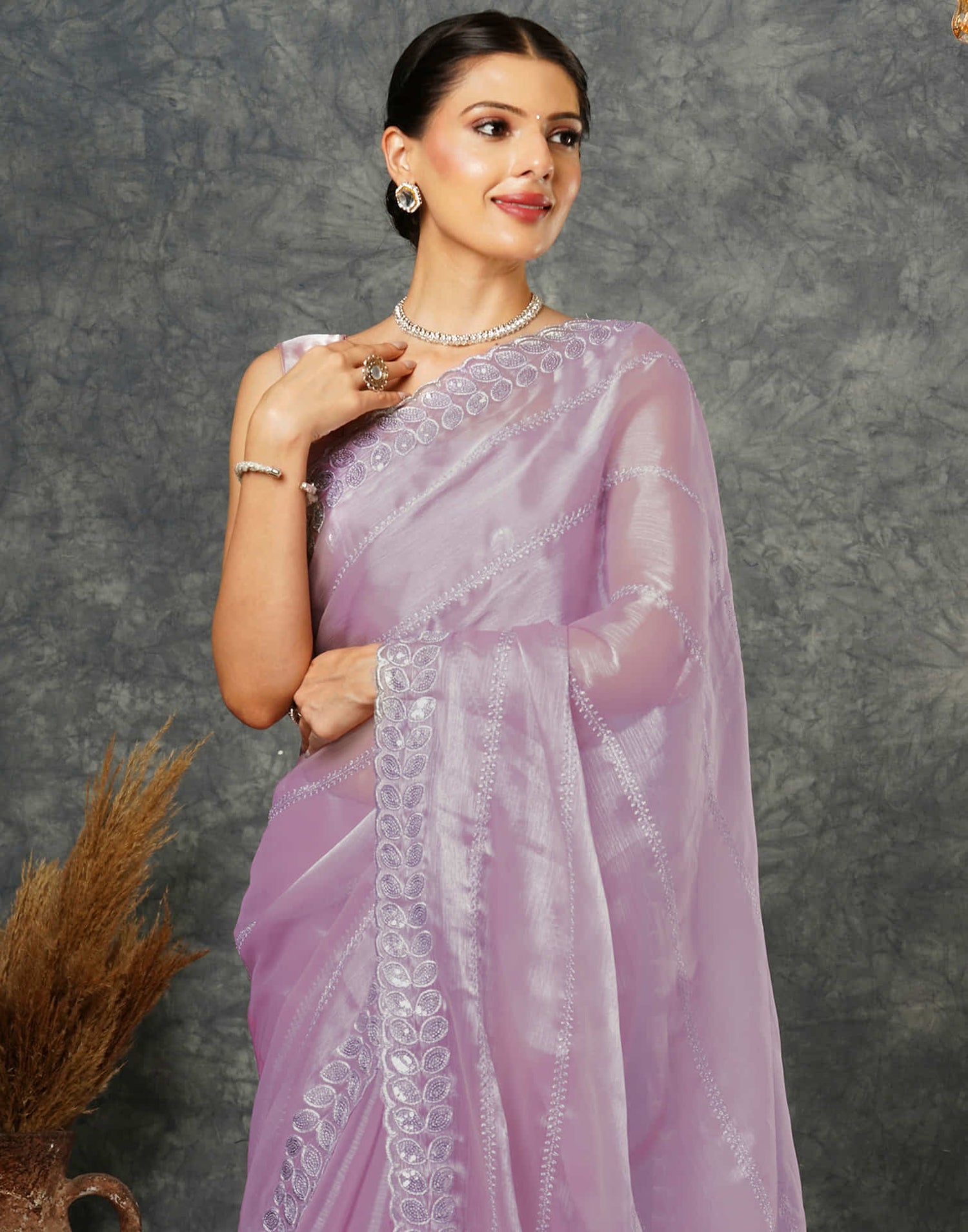 Light Pink Silk Embroidery Embroidery Saree