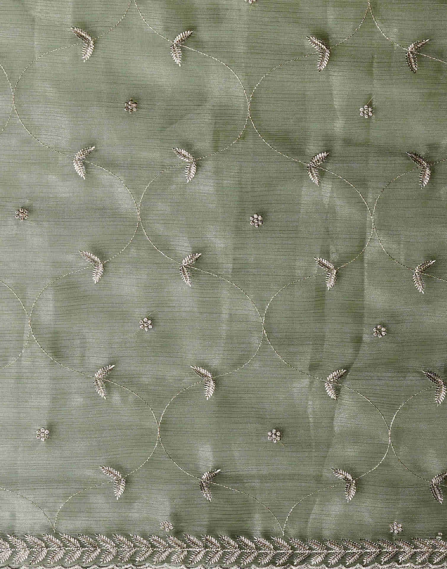 Moss Green Silk Embroidery Embroidery Saree