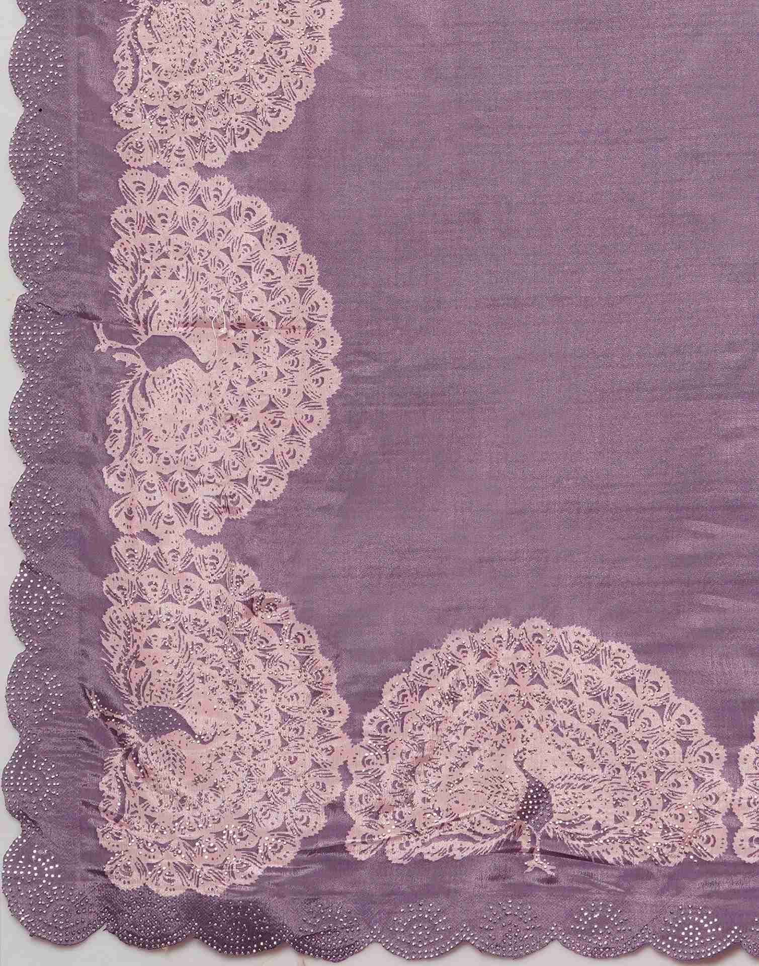 Dusty Purple Silk Stone Work Swarovski Saree