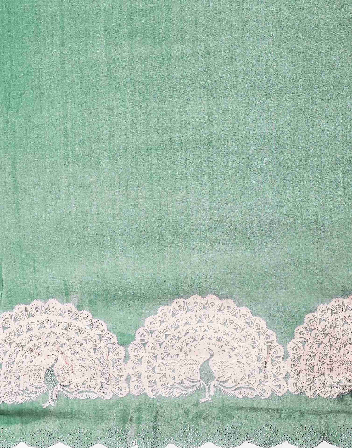 Dusty Green Silk Stone Work Swarovski Saree