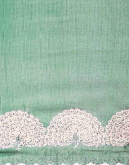 Dusty Green Silk Stone Work Swarovski Saree