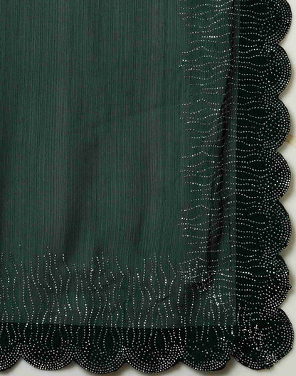 Dark Green Georgette Stone Work Swarovski Saree