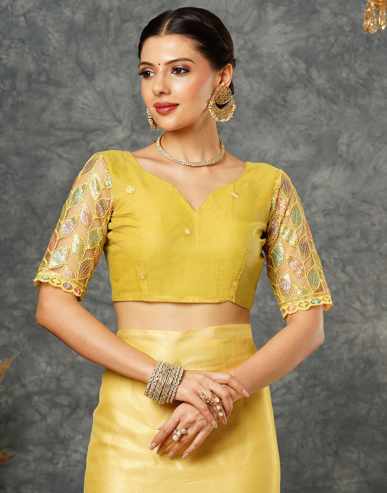 Pastel Yellow Georgette Plain Saree