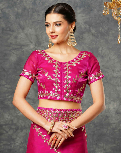 Rani Pink Silk Embroidery Embroidery Saree