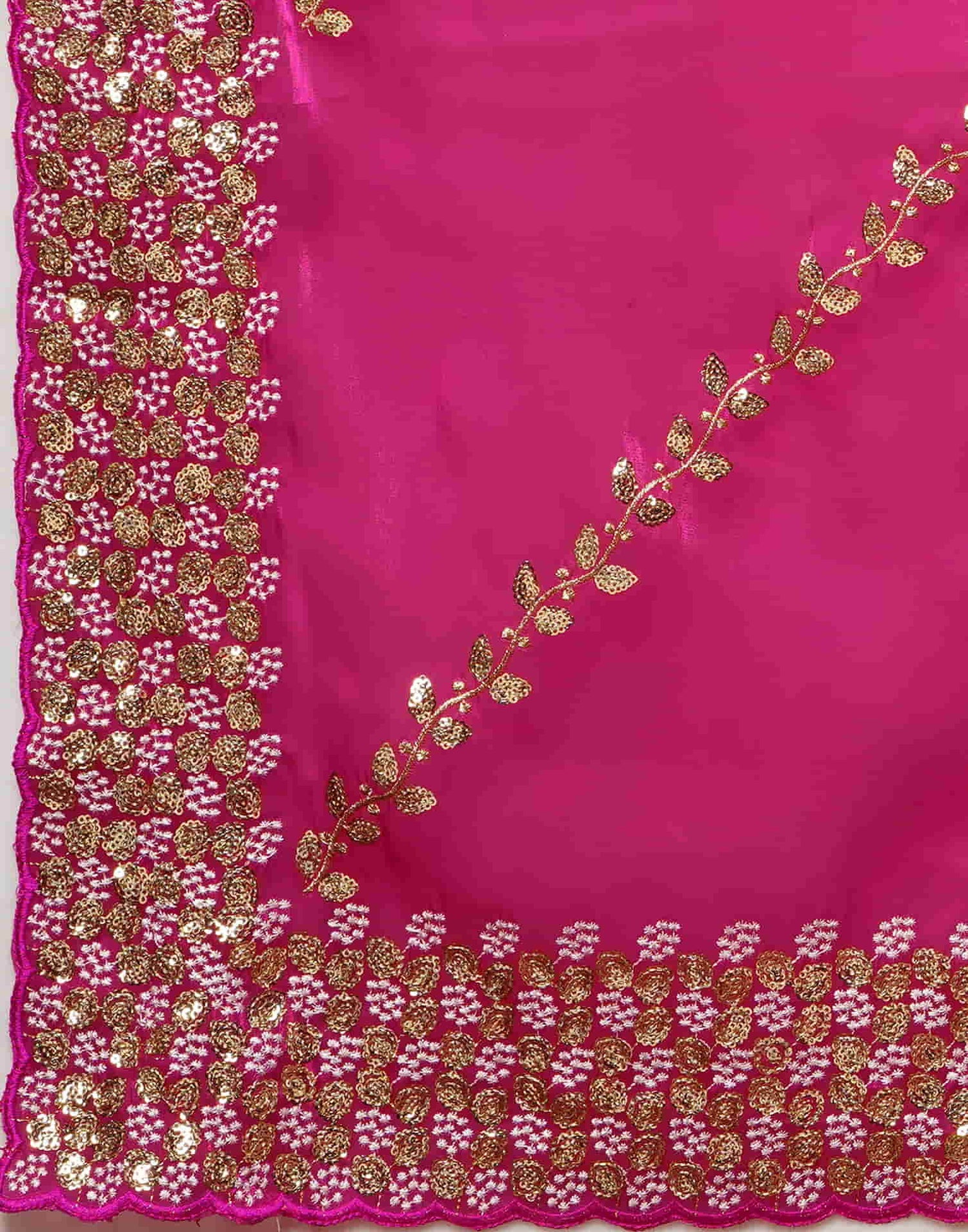 Rani Pink Silk Embroidery Embroidery Saree