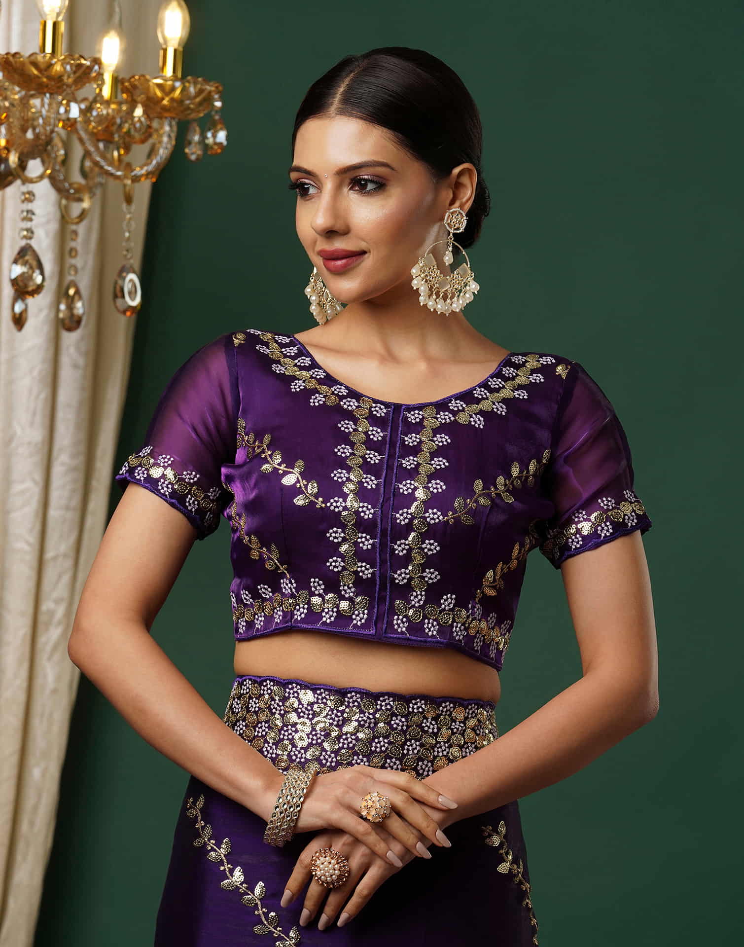 Midnight Purple Silk Embroidery Embroidery Saree