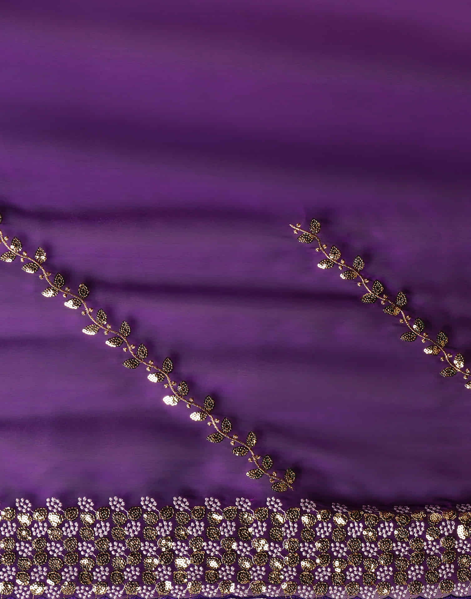 Midnight Purple Silk Embroidery Embroidery Saree