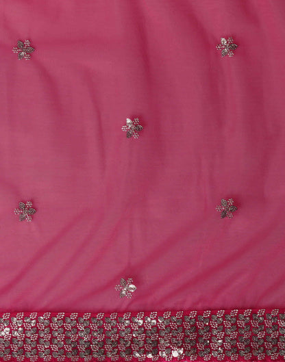 Rani Pink Net Embroidery Embroidery Saree