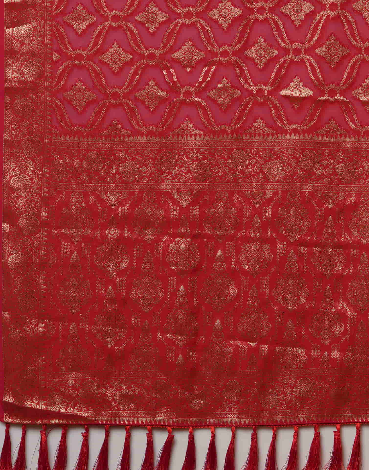 Red Georgette Woven Banarasi Saree