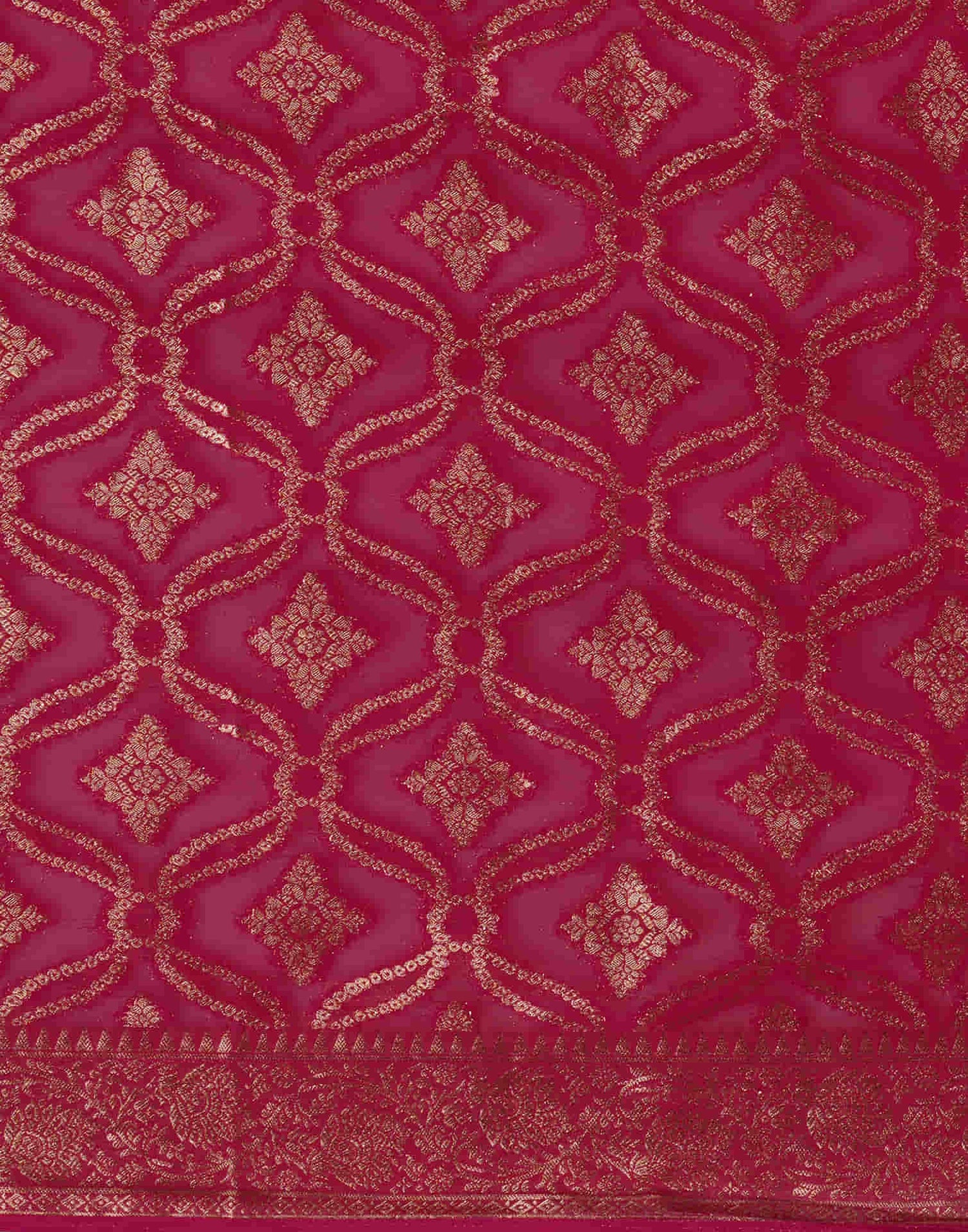 Rani Pink Georgette Woven Banarasi Saree