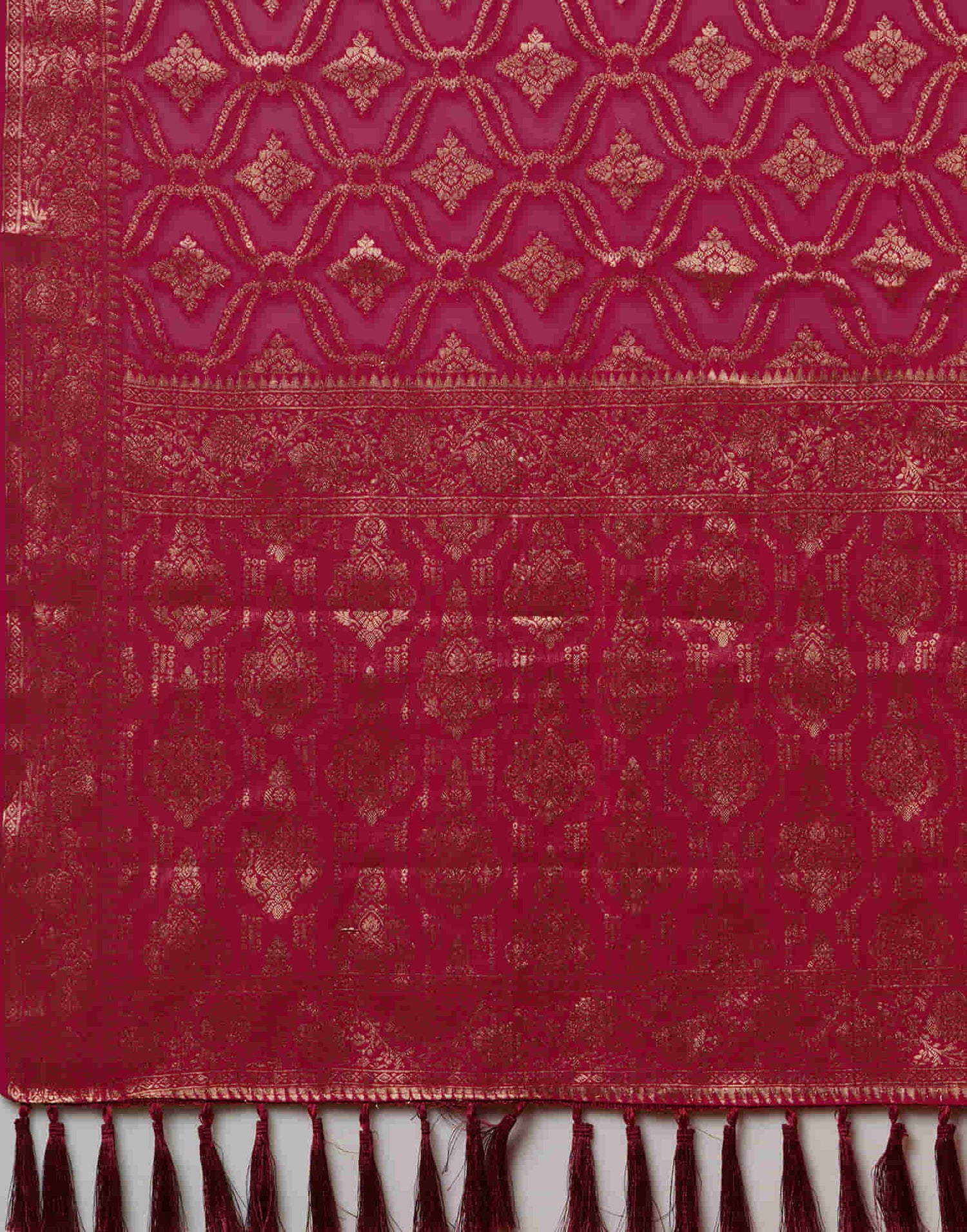 Rani Pink Georgette Woven Banarasi Saree