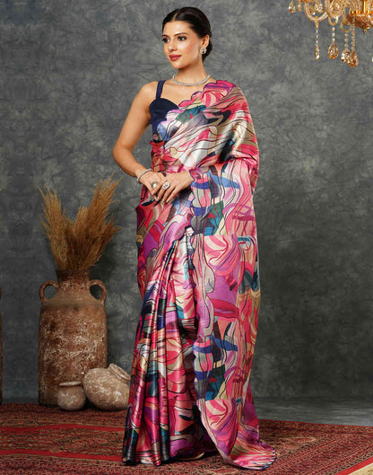 Pink Georgette Printed Saree