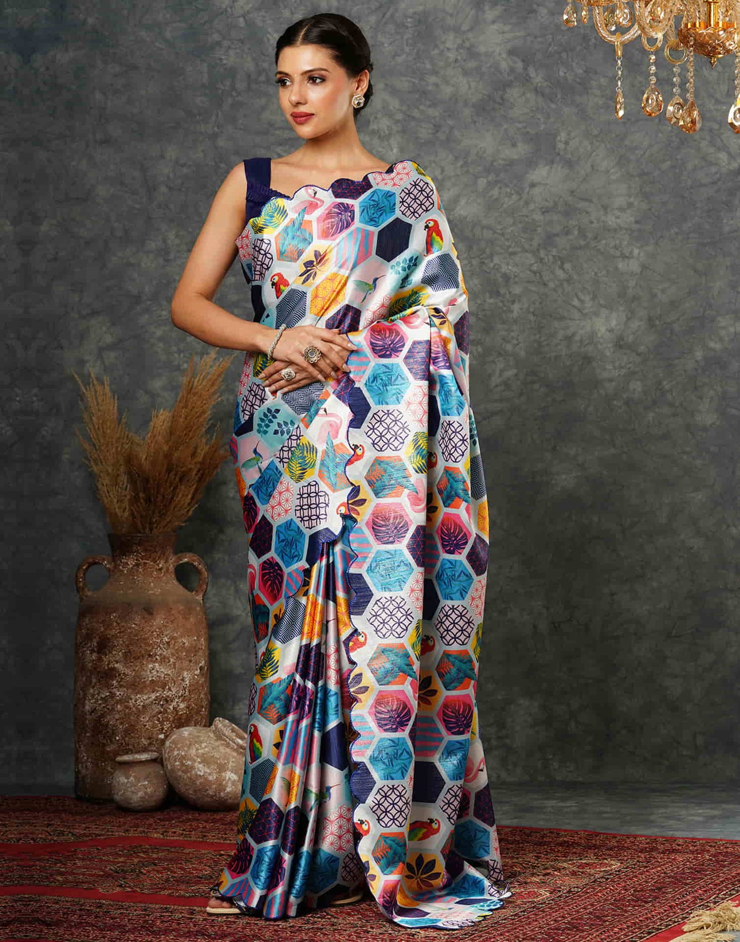 Light Blue Georgette Printed Saree