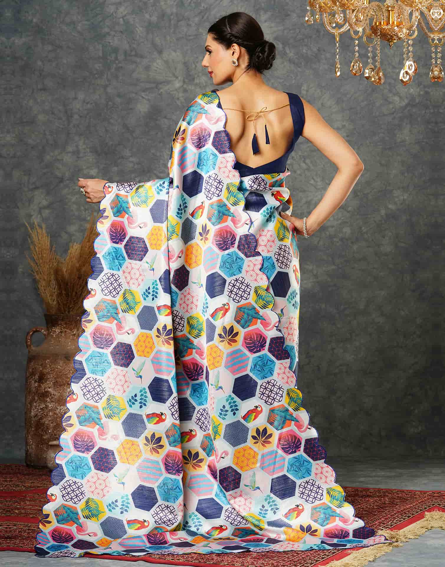 Light Blue Georgette Printed Saree