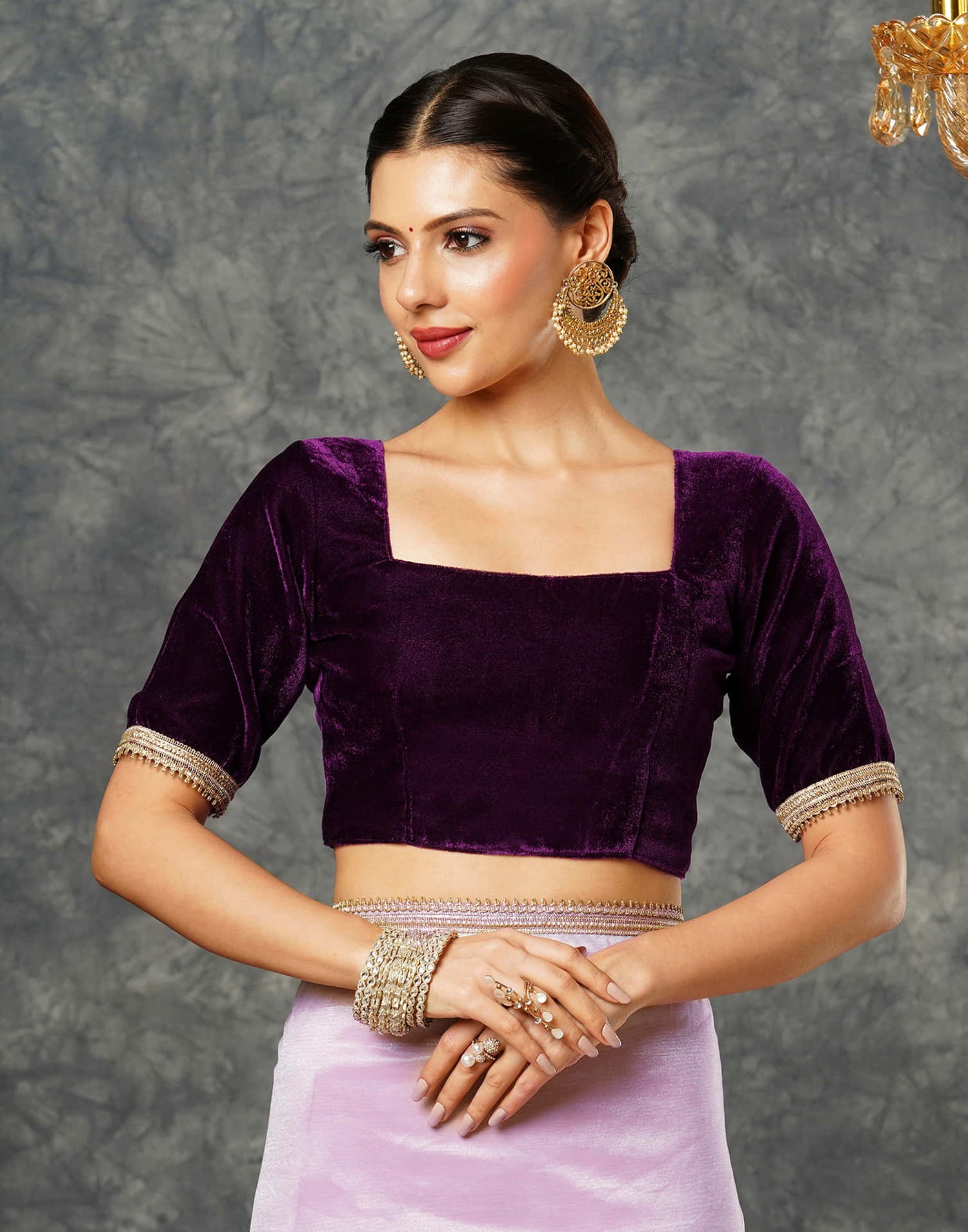 Light Purple Net Plain Saree