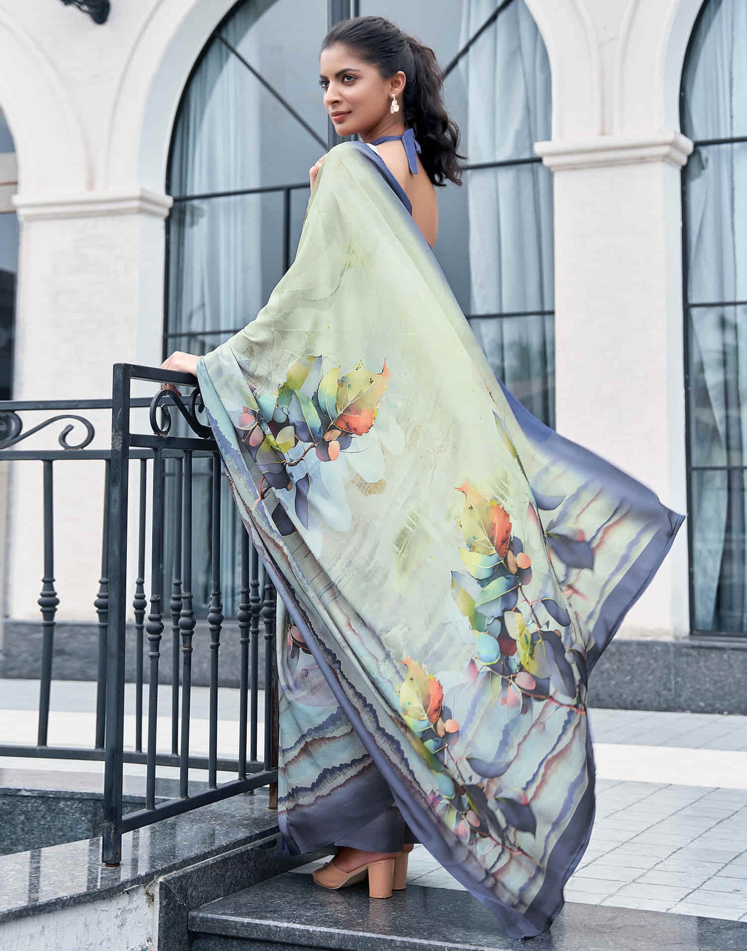 Light Pista Green Silk Printed Saree