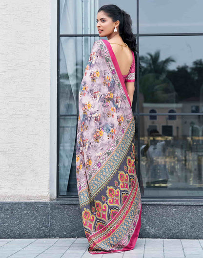 Mauve Silk Printed Saree