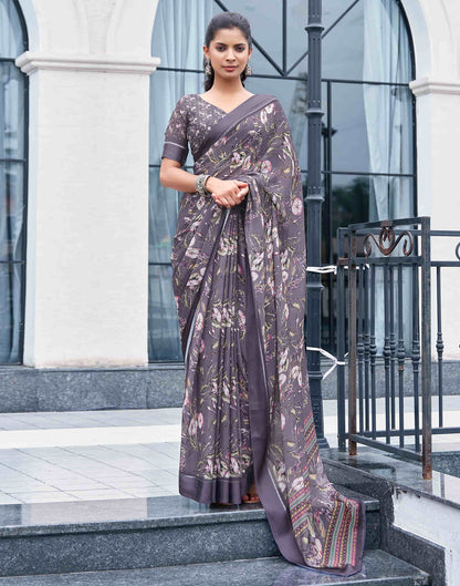 Dusty Mauve Georgette Printed Saree