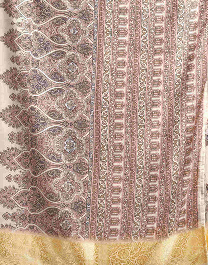 Cream Cotton Printed Saree