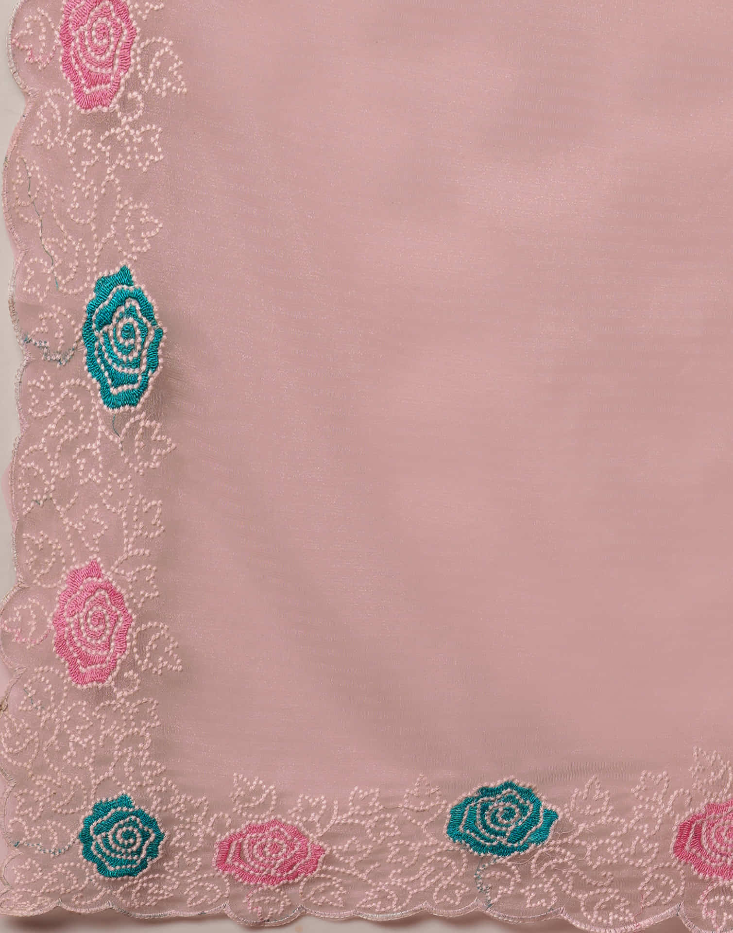 Rose Pink Net Embroidery Embroidery Saree