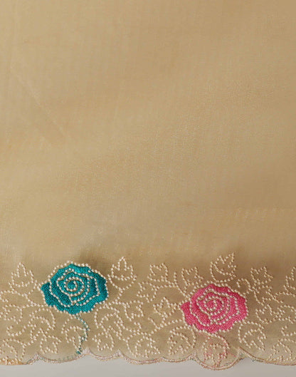 Pastel Yellow Net Embroidery Embroidery Saree