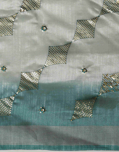 Light Dusty Blue Silk Embroidery Embroidery Saree