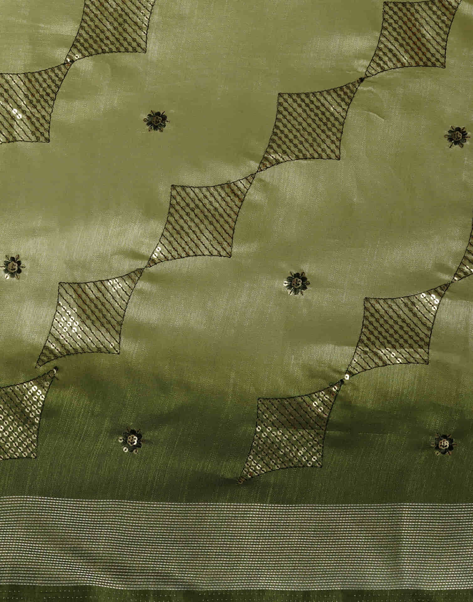 Light Green Silk Embroidery Embroidery Saree