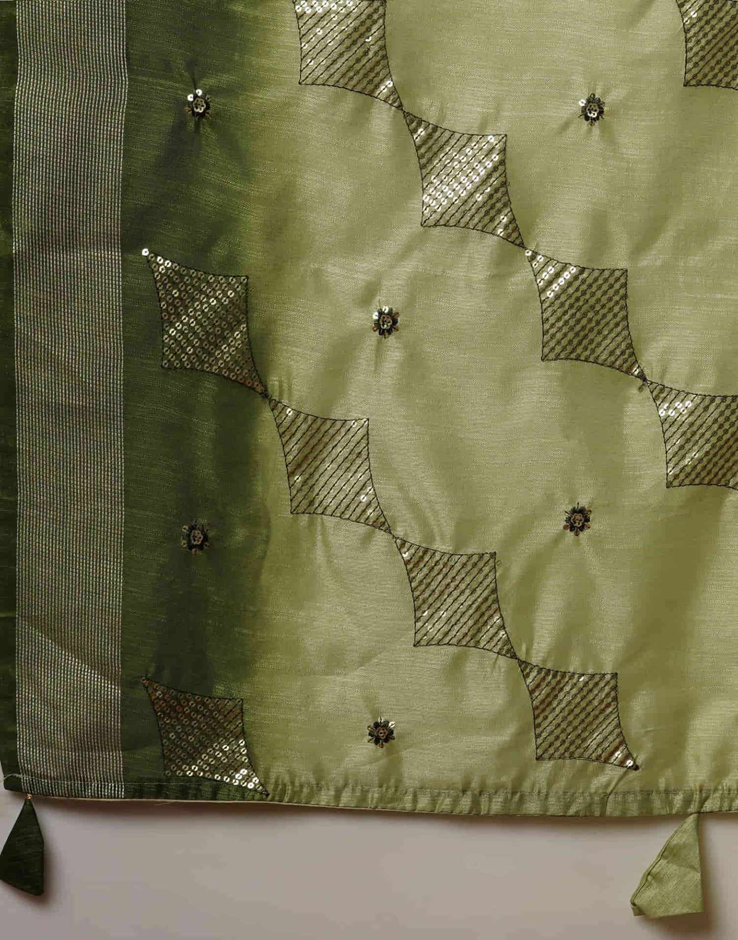 Light Green Silk Embroidery Embroidery Saree