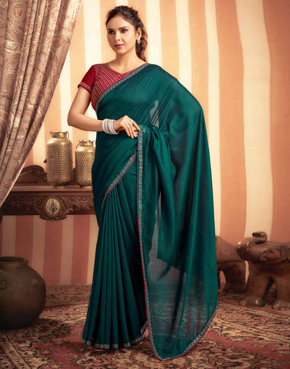 Rama Green Stone Work  Embellished Silk Saree