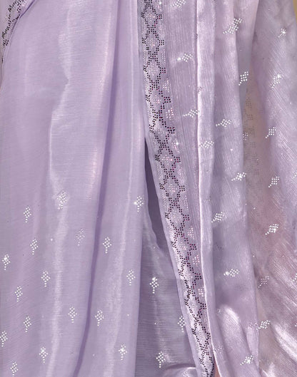 Lavender Stone Work Embellished Silk Saree