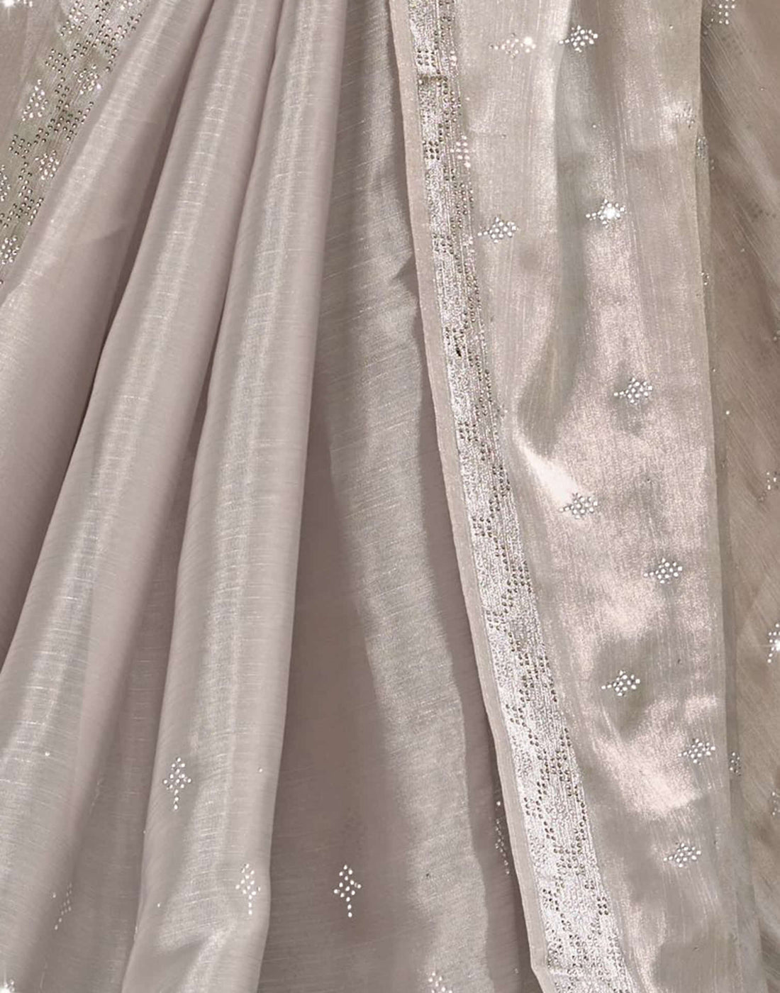 Grey Stone Work Embellished Silk Saree