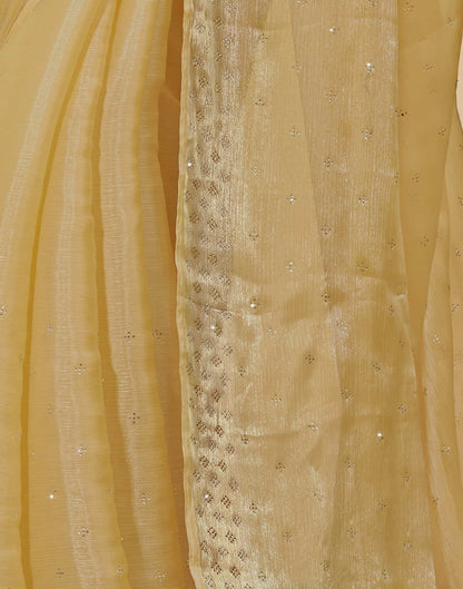 Mustard Yellow Stone Work Embellished Silk Saree