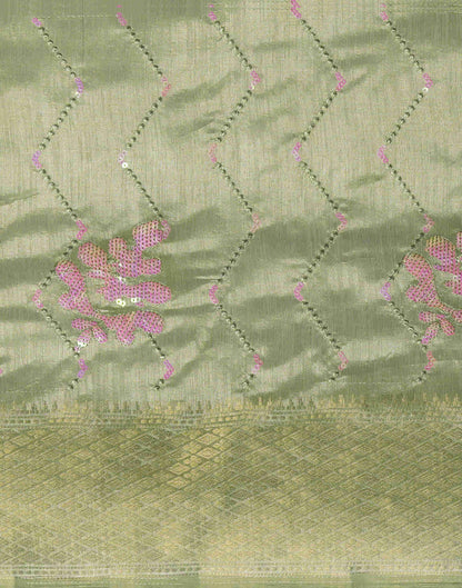 Pista Green Sequence Silk Saree