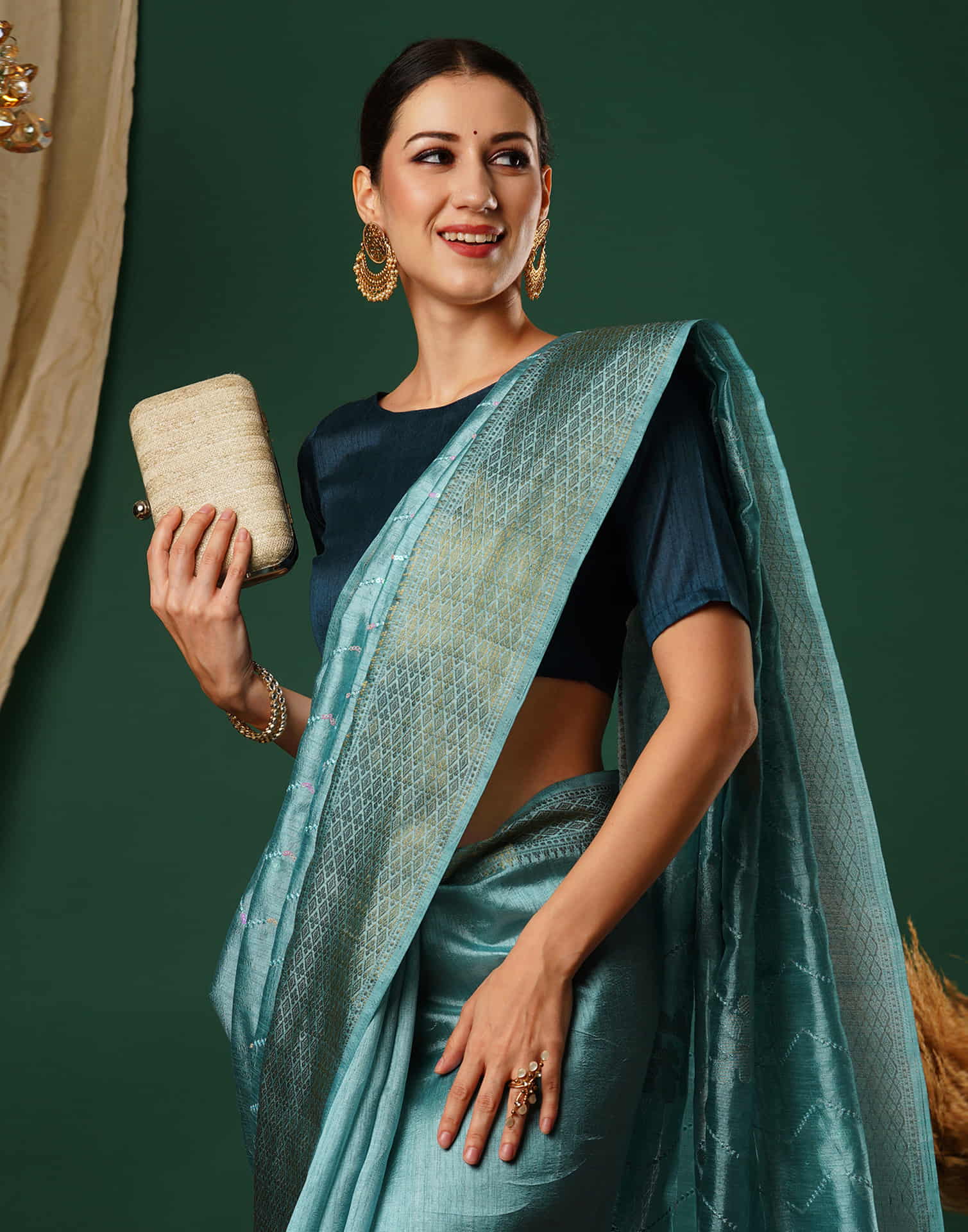 Sky Blue Sequence Silk Saree