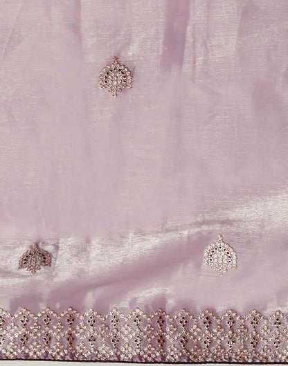 Light Purple Embroidery Silk Saree