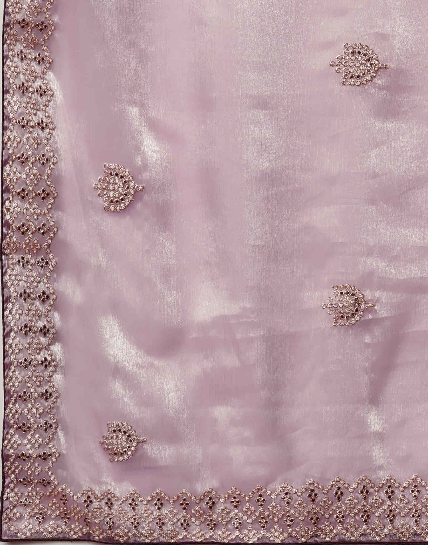 Light Purple Embroidery Silk Saree