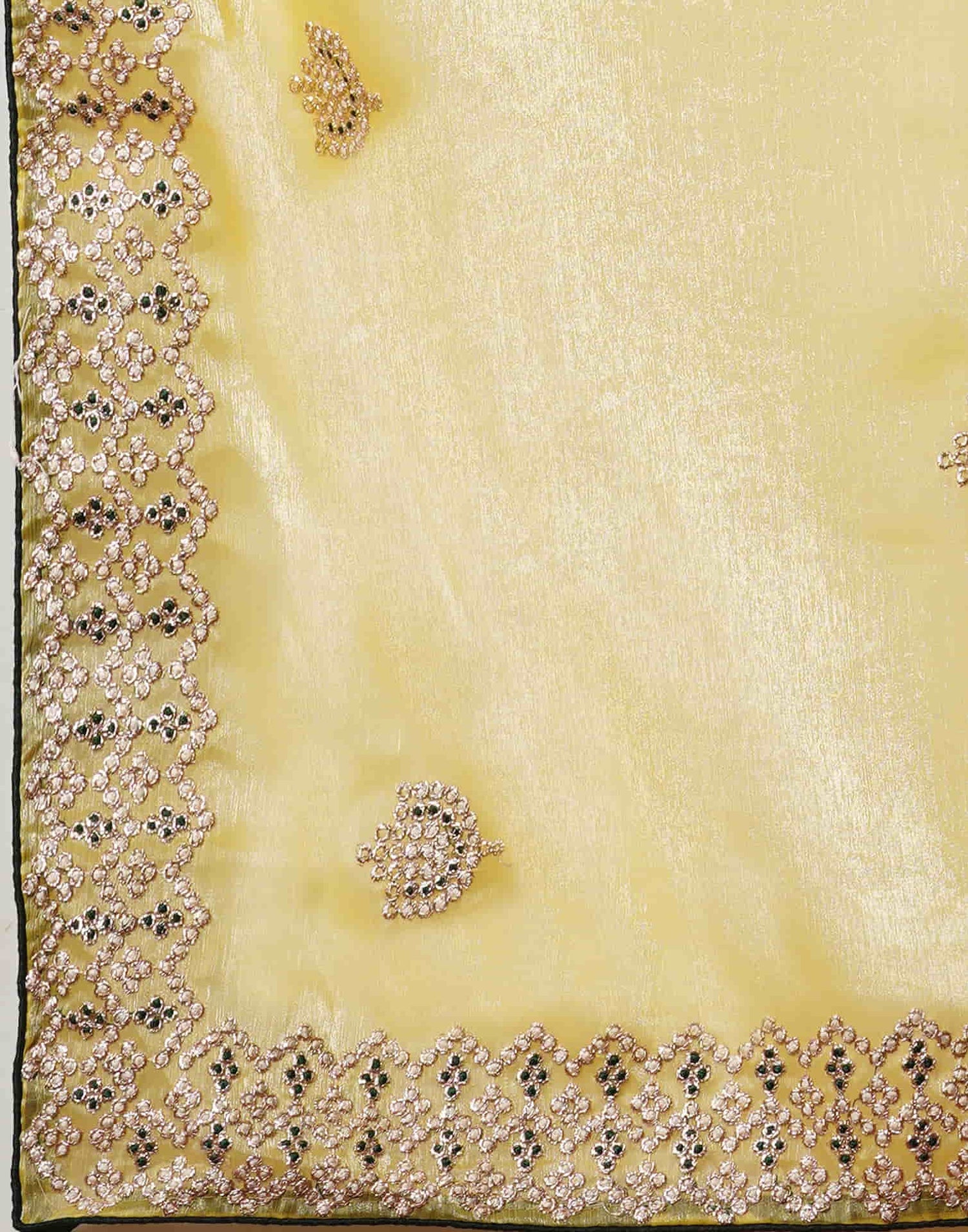 Yellow Embroidery Silk Saree