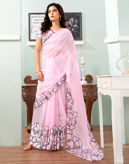 Light Pink  Printed Georgette Saree