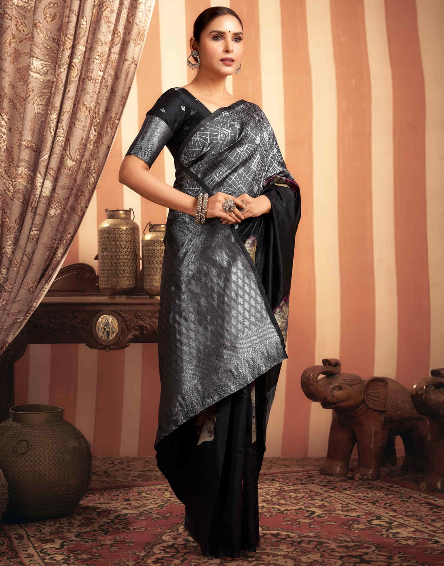 Black Woven Banarasi Silk Saree