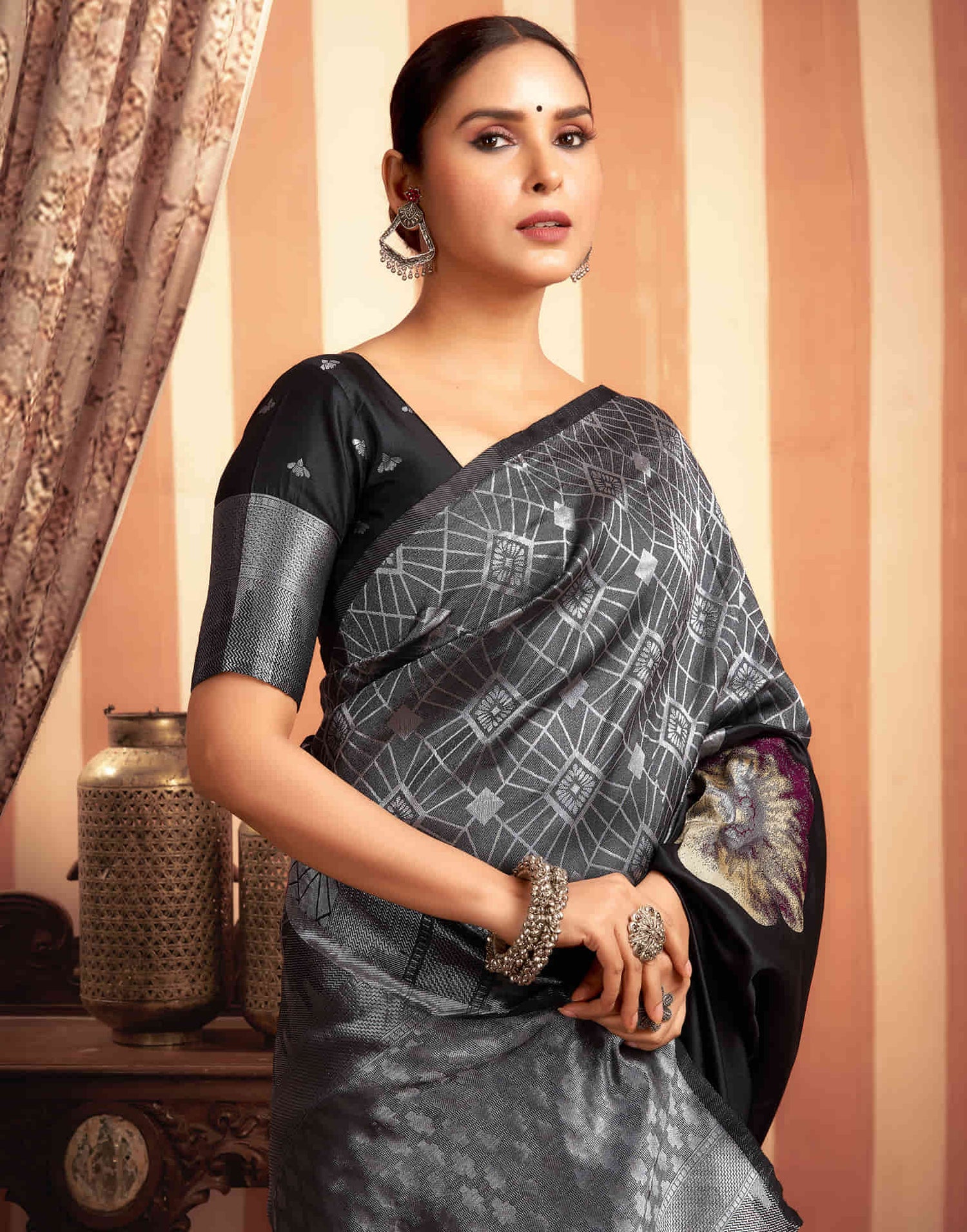 Black Woven Banarasi Silk Saree