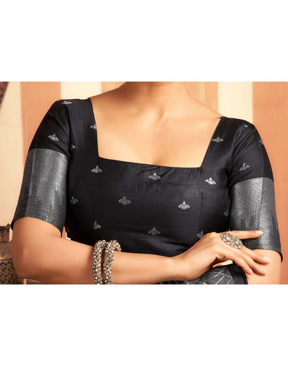 Black Woven Banarasi Silk Saree