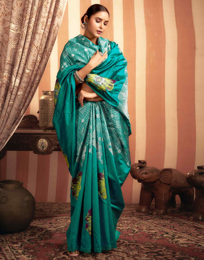 Teal Green Woven Banarasi Silk Saree