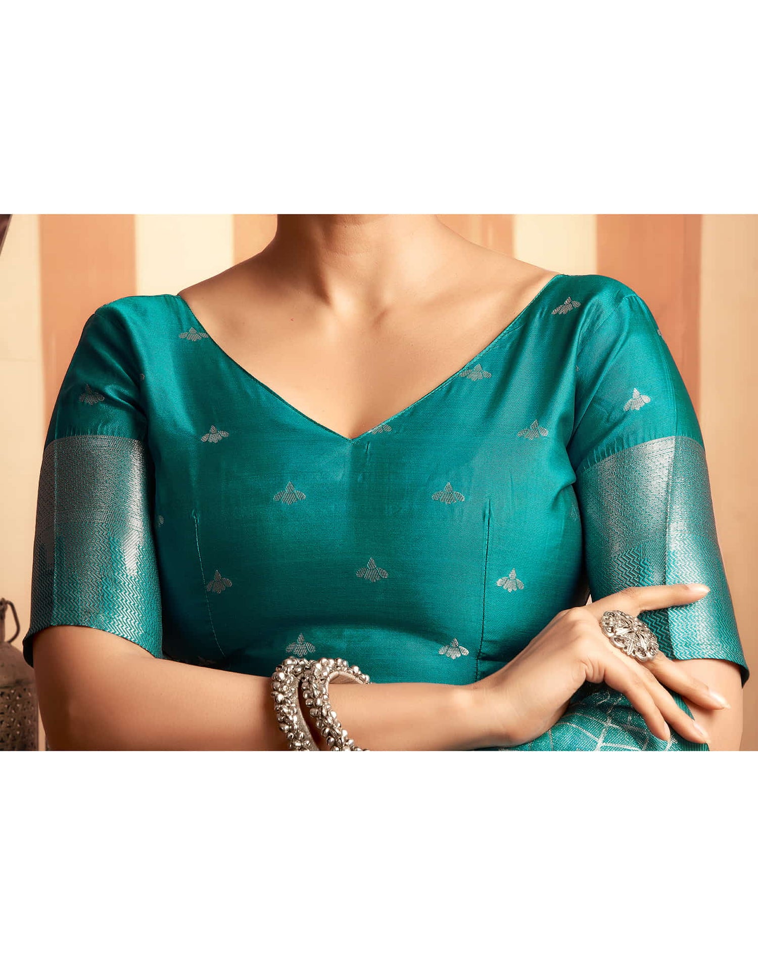 Teal Green Woven Banarasi Silk Saree