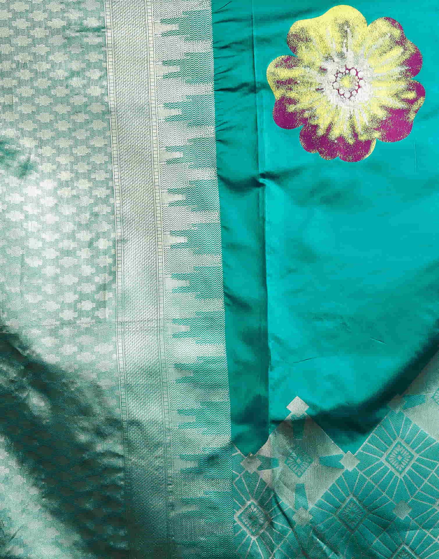 Teal Green Woven Banarasi Silk Saree