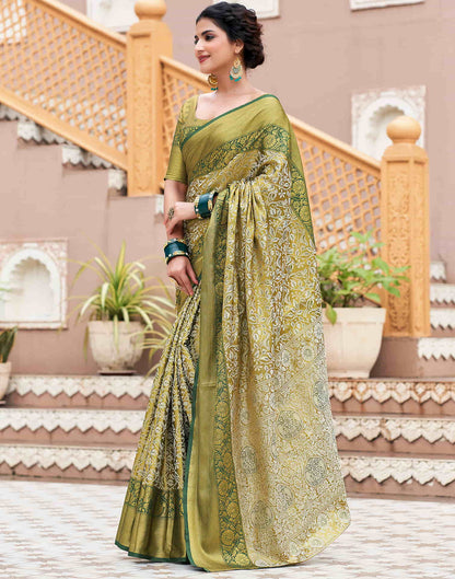 Dark Green Woven Kanjivaram Silk Saree