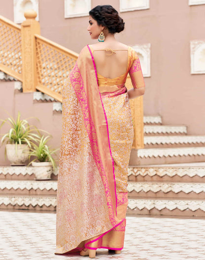 Rani Pink Woven Kanjivaram Silk Saree