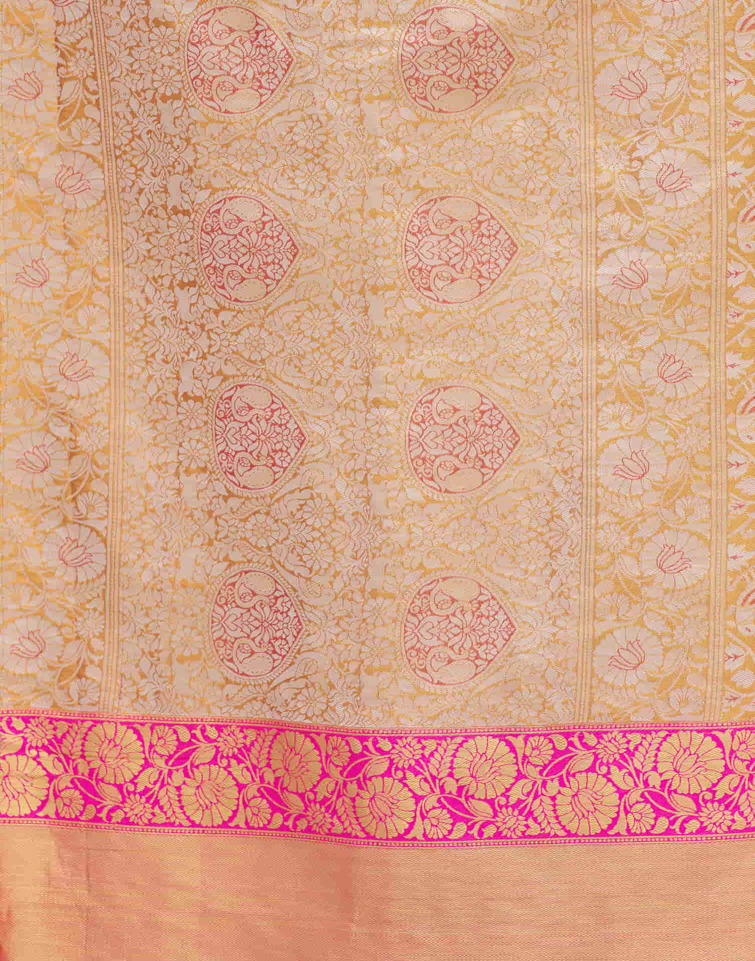 Rani Pink Woven Kanjivaram Silk Saree