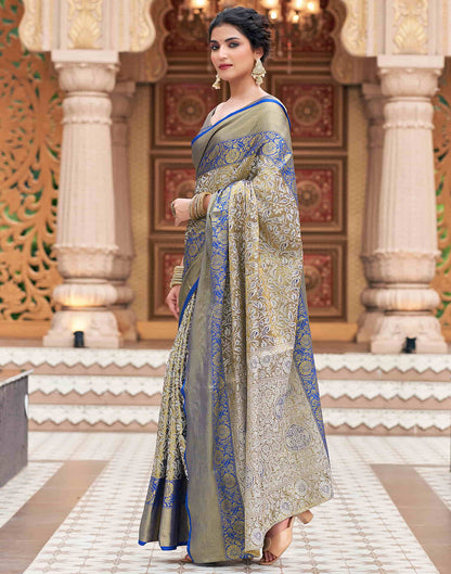 Dark Blue Woven Kanjivaram Silk Saree