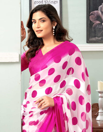 Pink Printed Georgette Saree